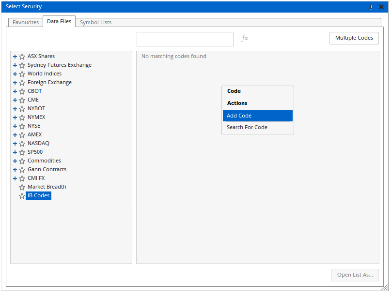 Security Selection Window