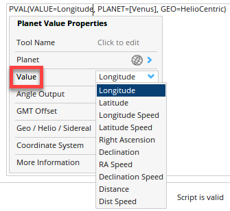 Planet Value Properties