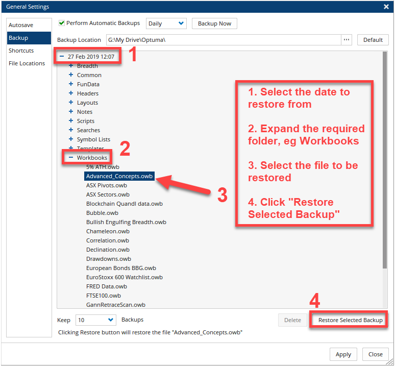 Restoring Files from Backup