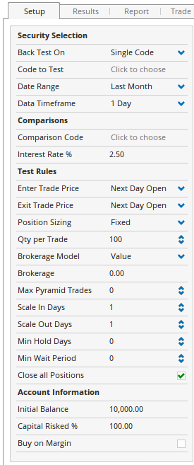 Create and Run a Back Test