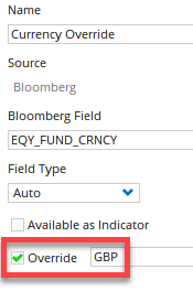 Currency Override field