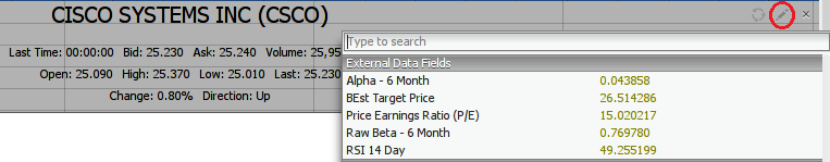 External Data Fields - Importing from Bloomberg 7