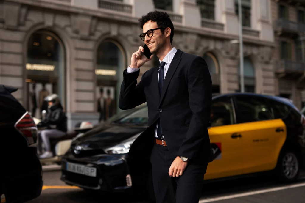 Businessman on phone outside